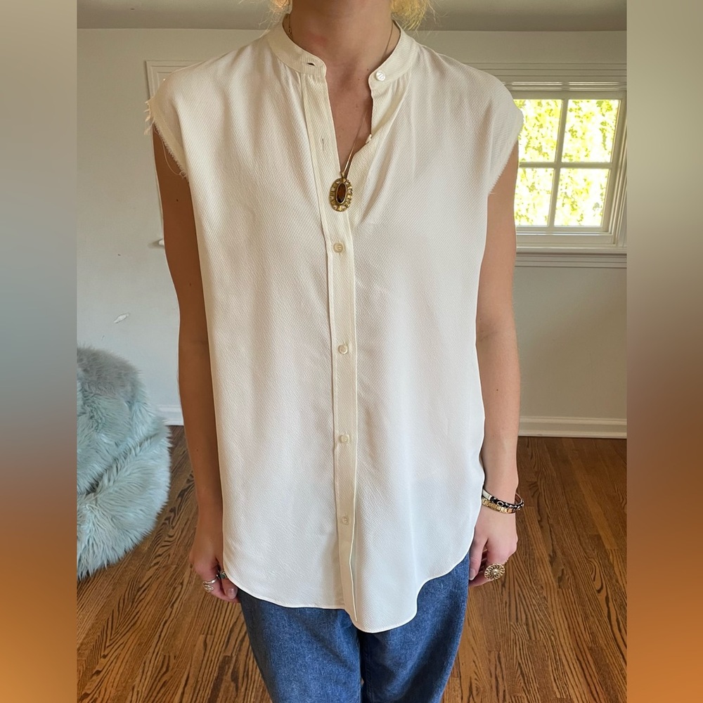 Off White Helmut Lang Button Down Blouse - image 1